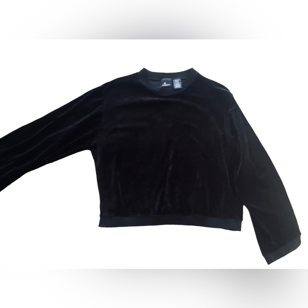 Women’s Lizsport Black Velour Crewneck Bell Sleeve Top NWT Size Large
